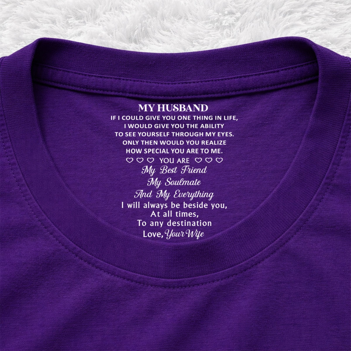 Custom Christmas Anniversary Keepsake Gifts For Husband • My Everything - Personalized Inside Neck Print T-Shirt
