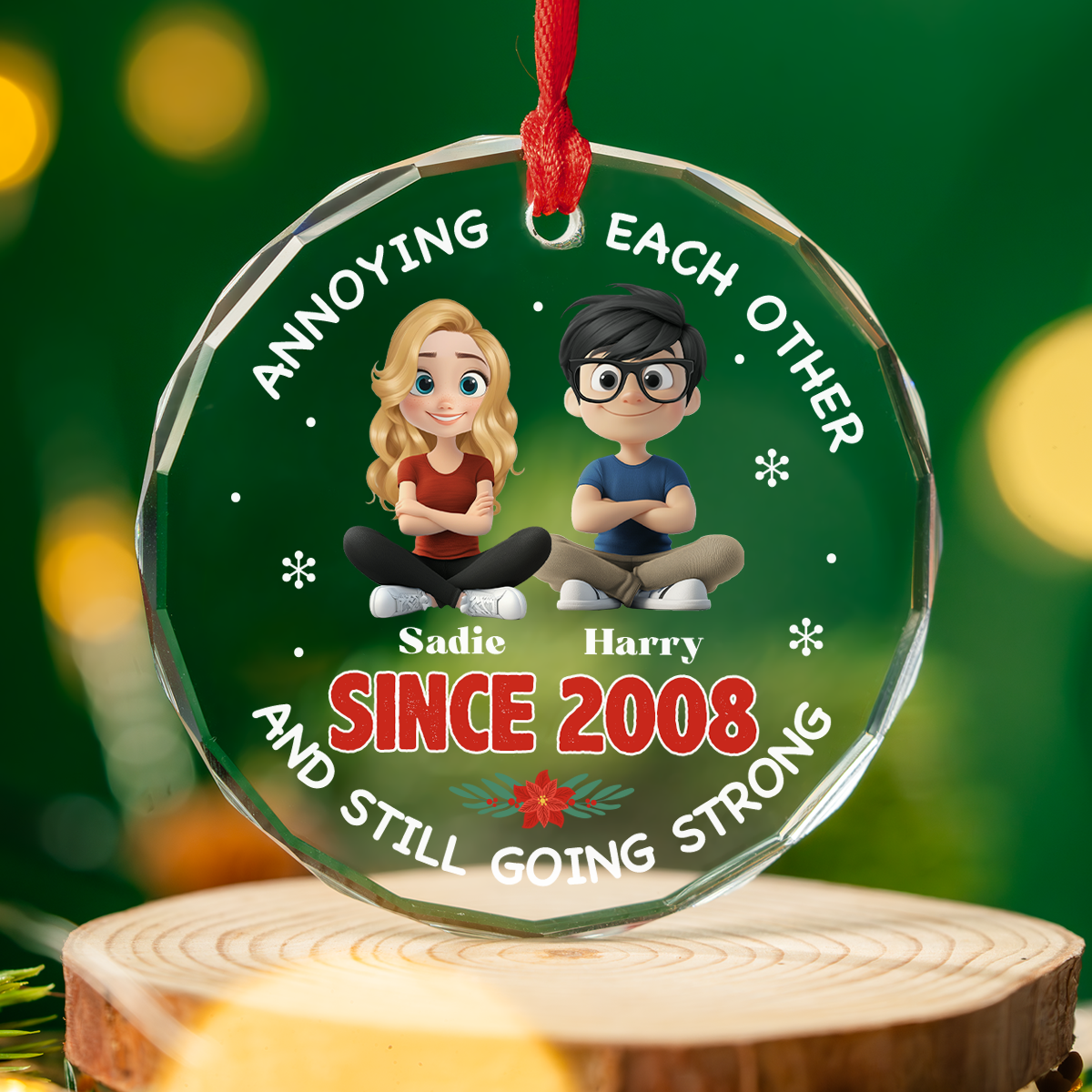 Custom Keepsake Christmas Ornament •  Forever In Love - Personalized Glass Ornament