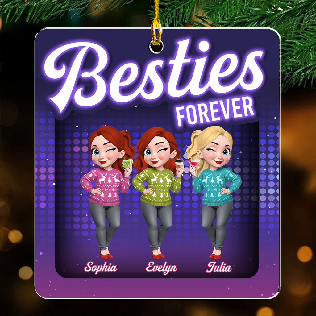 Custom Friendship Christmas Ornament, Best Friend Gift •  Sleigh Rides And Bestie - Personalized Acrylic Ornament