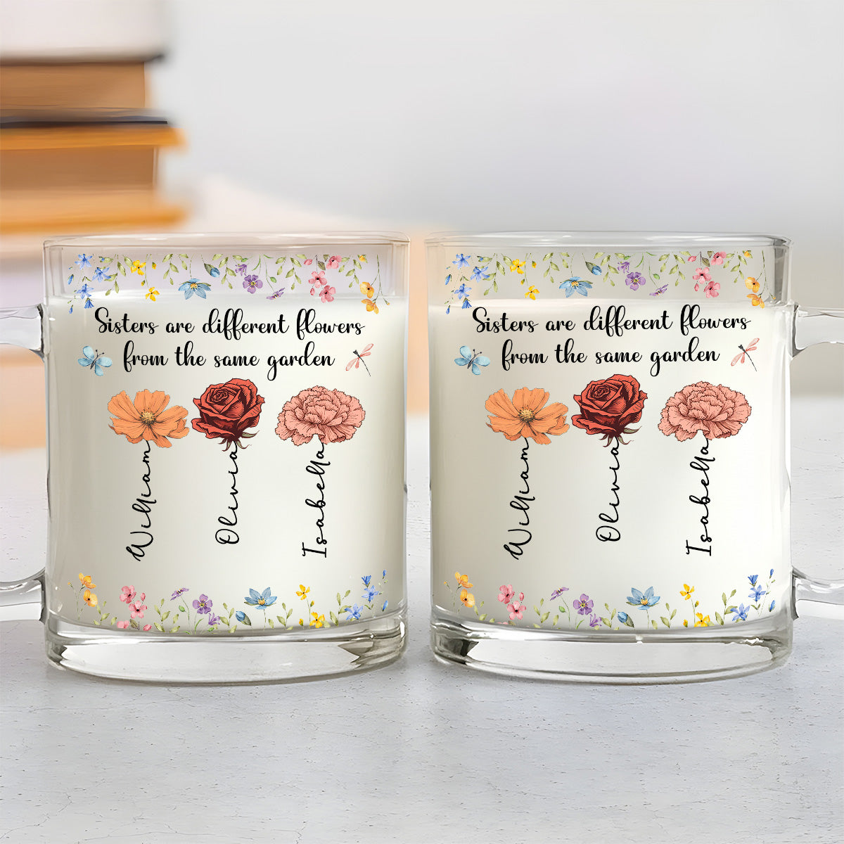 Custom Christmas & Birthday Gift For Sister • Sisters Are Different Flowers - Personalized Glass Mug