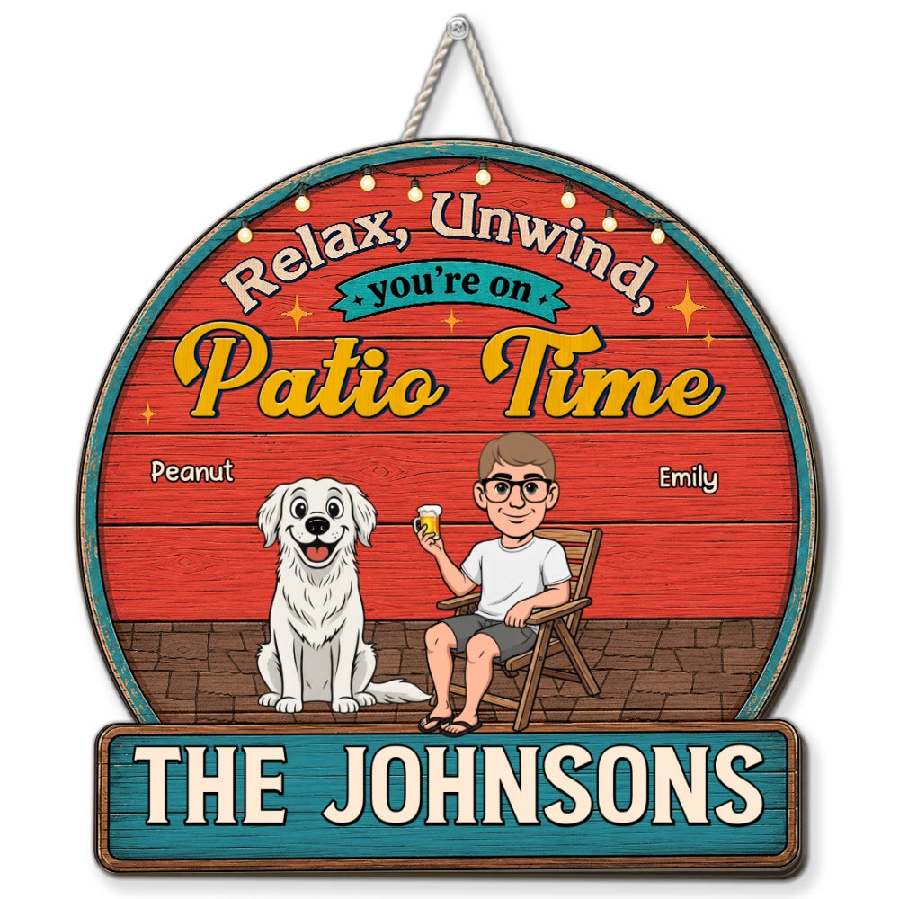 Custom Family Summer Backyard, Patio & Porch Decor • Unwind Relax Enjoy Repeat - Personalized Wood Sign