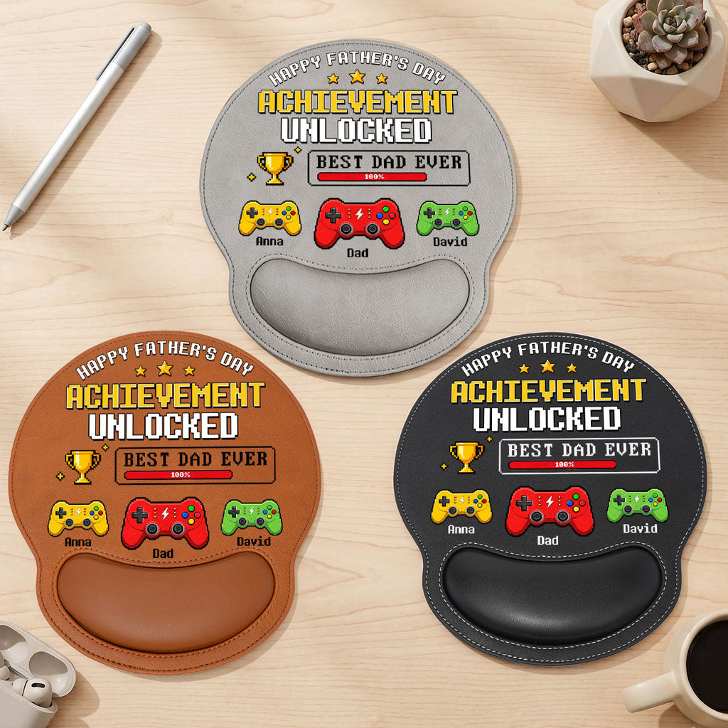 Achievement Unlocked - Personalized Leather Mouse Pad