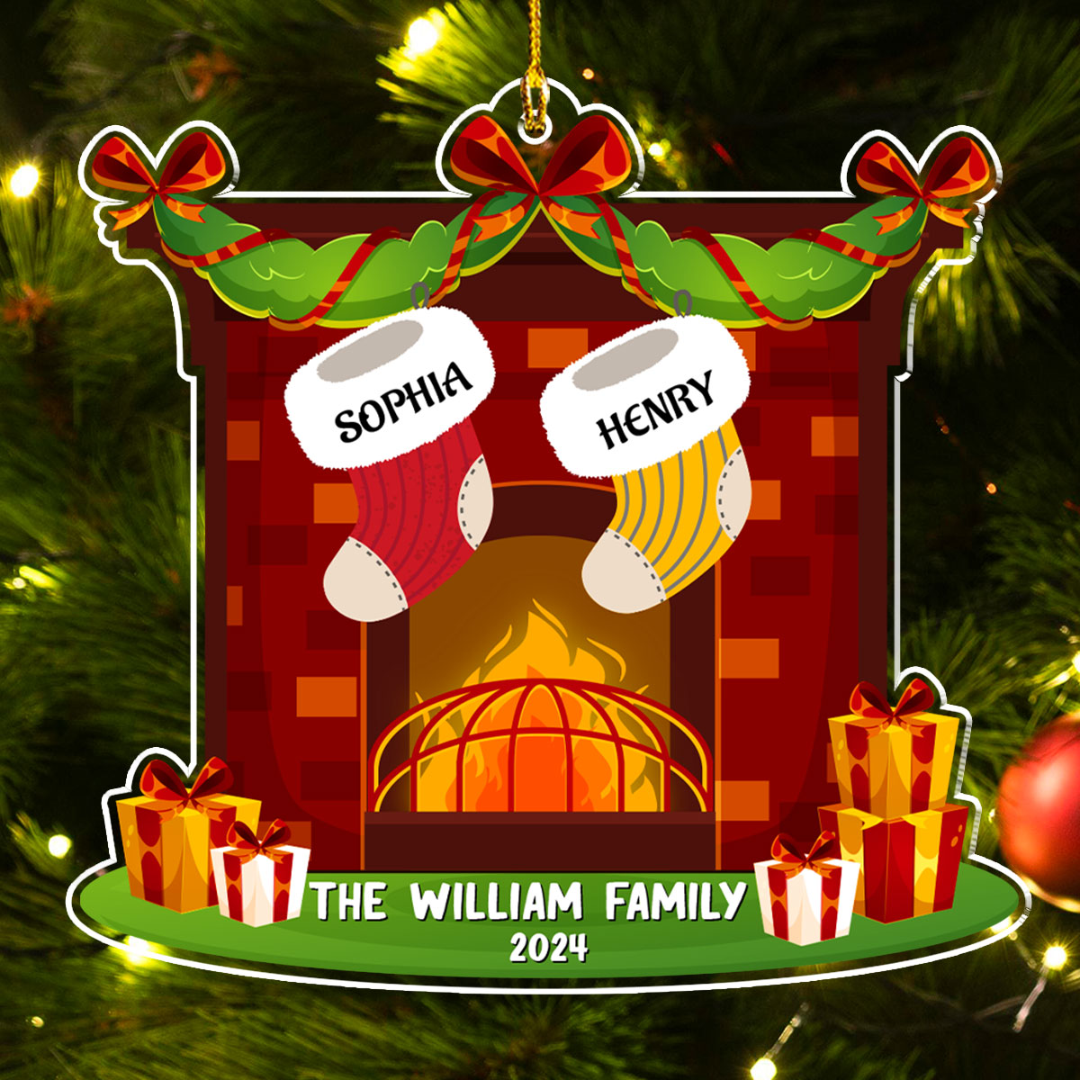 Custom Family Ornament, Christmas Gift for Family Members •  The William Family 2024 - Personalized Acrylic Ornament
