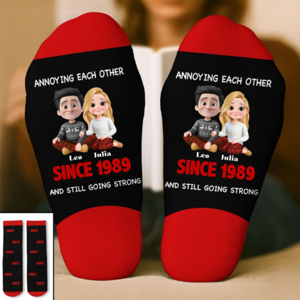 Custom Matching Christmas Gift For Couples, Romantic Anniversary Keepsake • Together Forever - Personalized Crew Socks