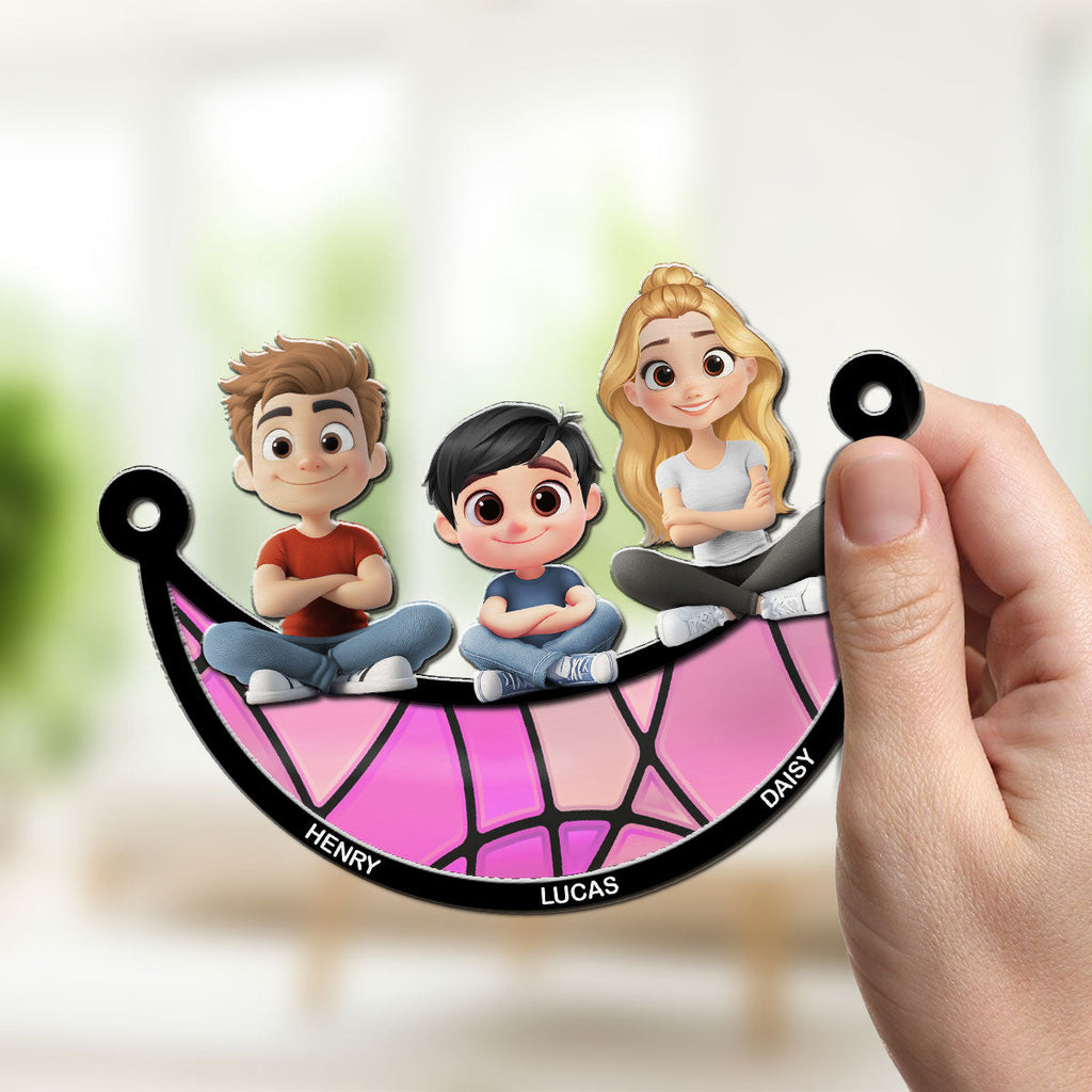 Custom Hanging Decor for Mom Daughter, Mother's Day Gifts • Mom We Love You To The Moon And Back - Personalized Suncatcher