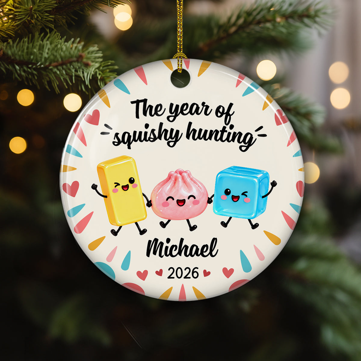 Custom Family Ornament, Christmas Gift for Family Members •  Still Living My Squishy Era - Personalized Ceramic Ornament
