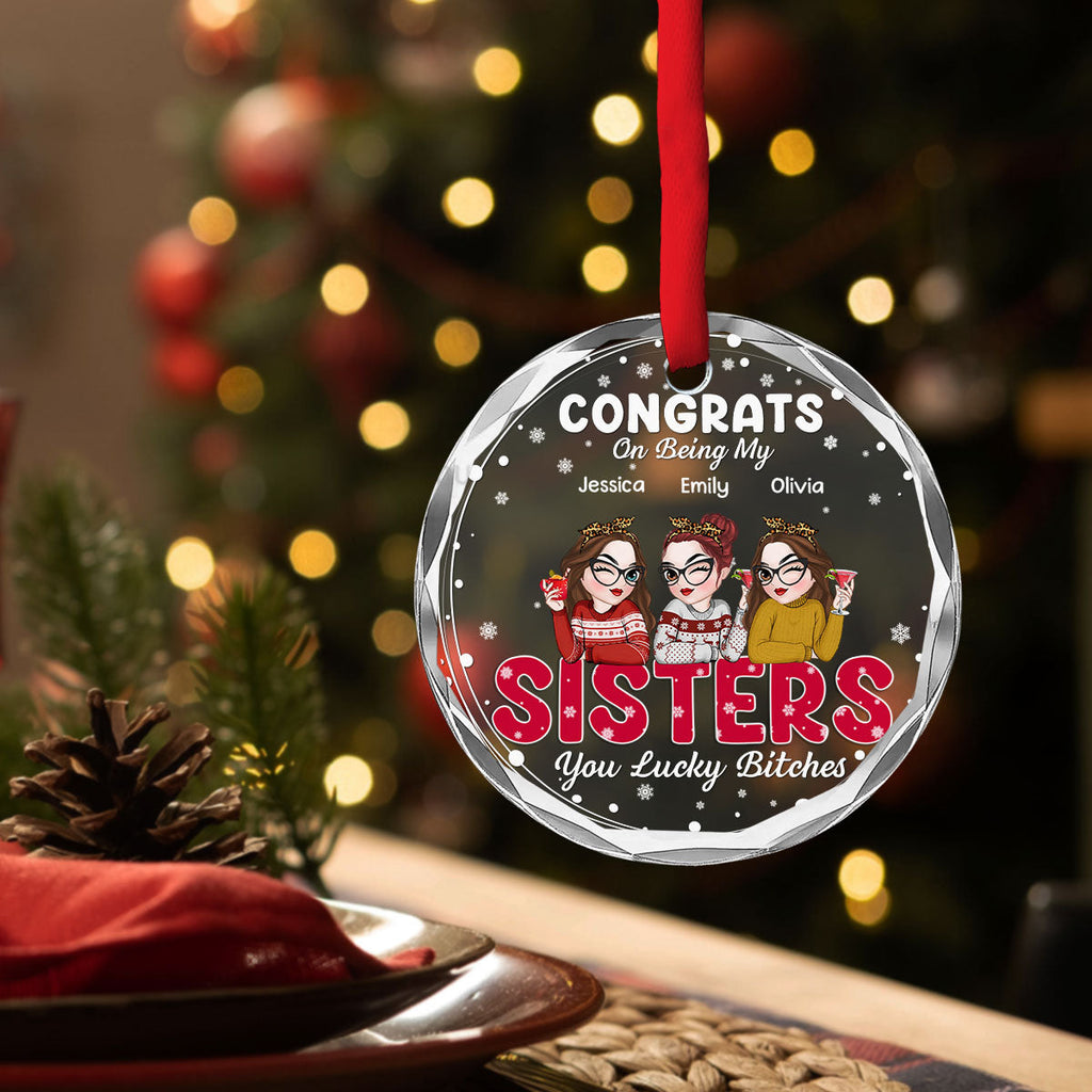 Custom Friendship Christmas Ornament, Best Friend Gift •  Thank You For Being My Bestie - Personalized Glass Ornament