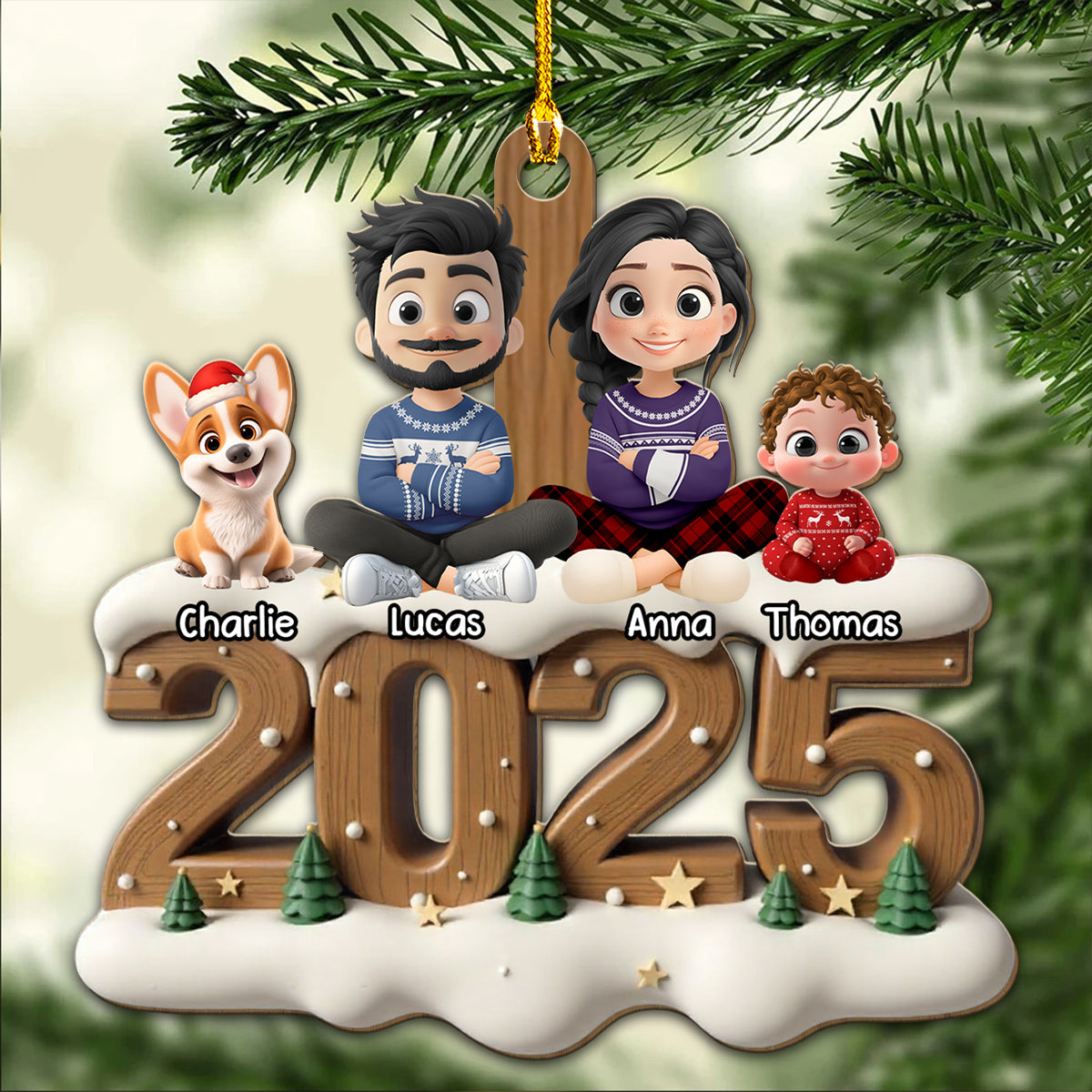 Custom Family Ornament, Christmas Gift for Family Members •  As A Whole Family Now Onwards - Personalized 3D Effect Wood Ornament