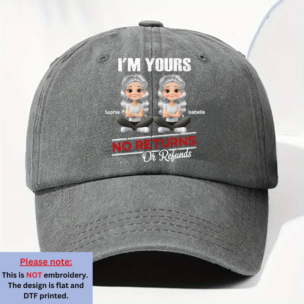 No Refunds 2 - Personalized Vintage Washed Denim Cap