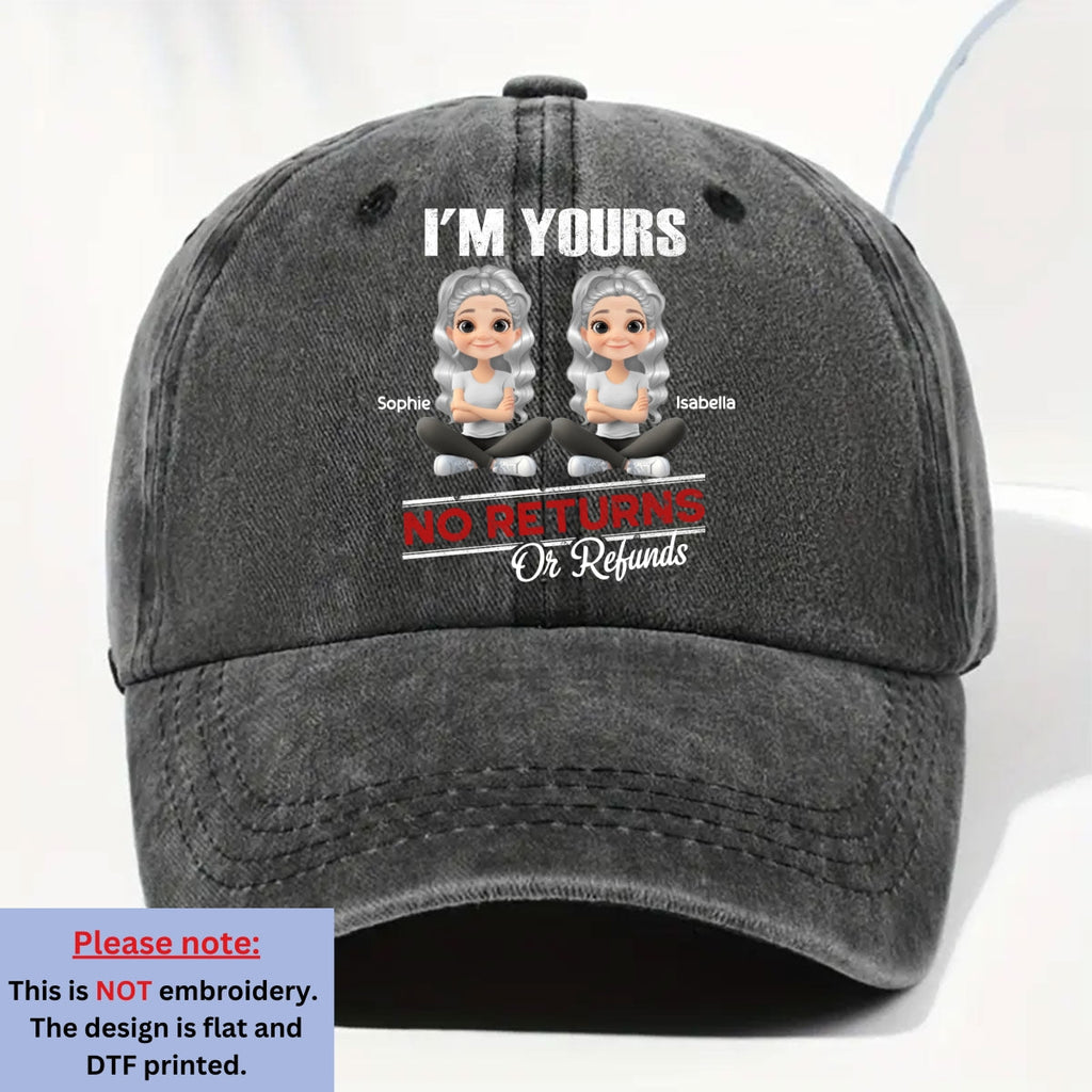 No Refunds 2 - Personalized Vintage Washed Denim Cap