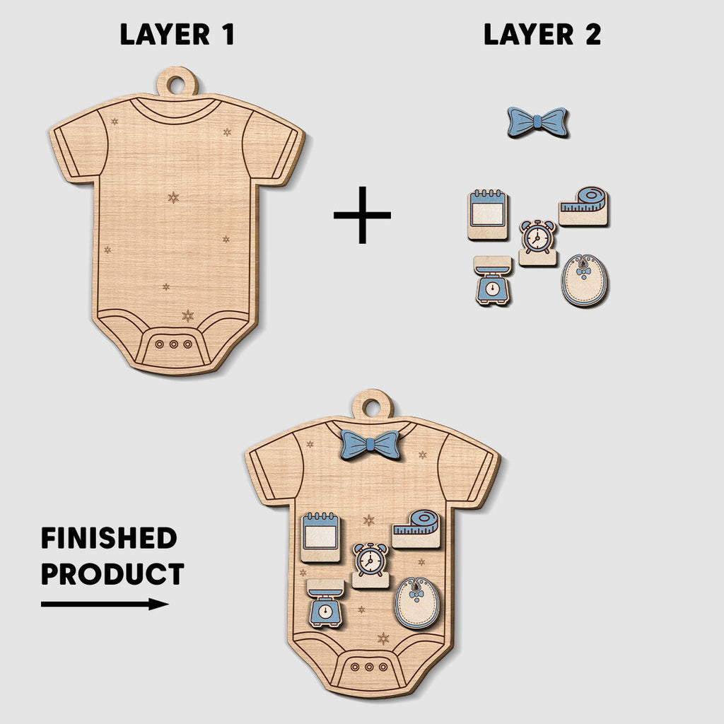 Custom Baby First Christmas Ornament for New Parents •  Baby First Christmas - Personalized Freeshape 2-Layered Wood Ornament