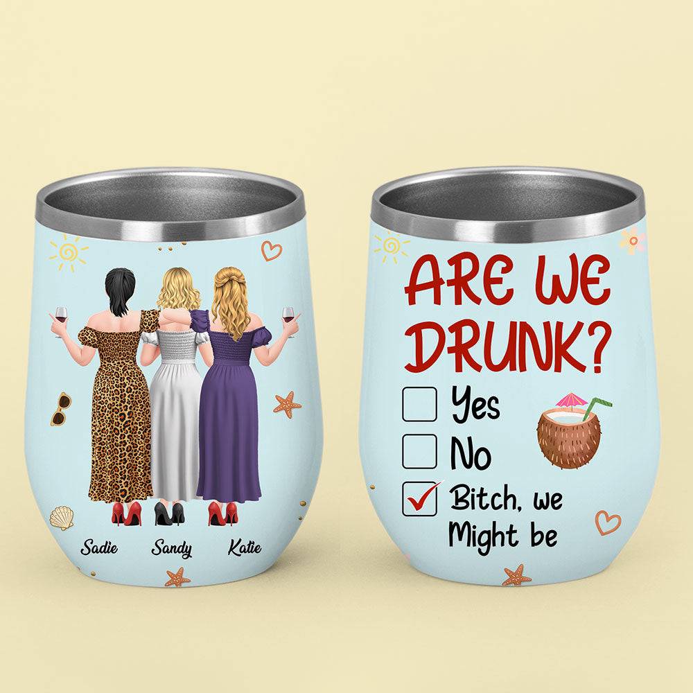 Custom Christmas Birthday Gifts For Best Friend • Drinking Besties - Personalized Wine Tumbler