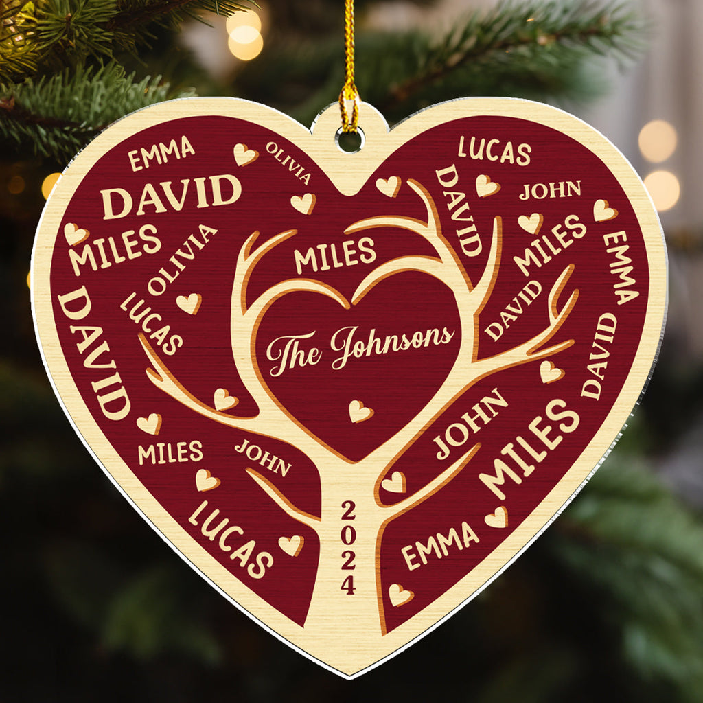 Custom Family Ornament, Christmas Gift for Family Members •  Heart Family - Personalized Acrylic Ornament