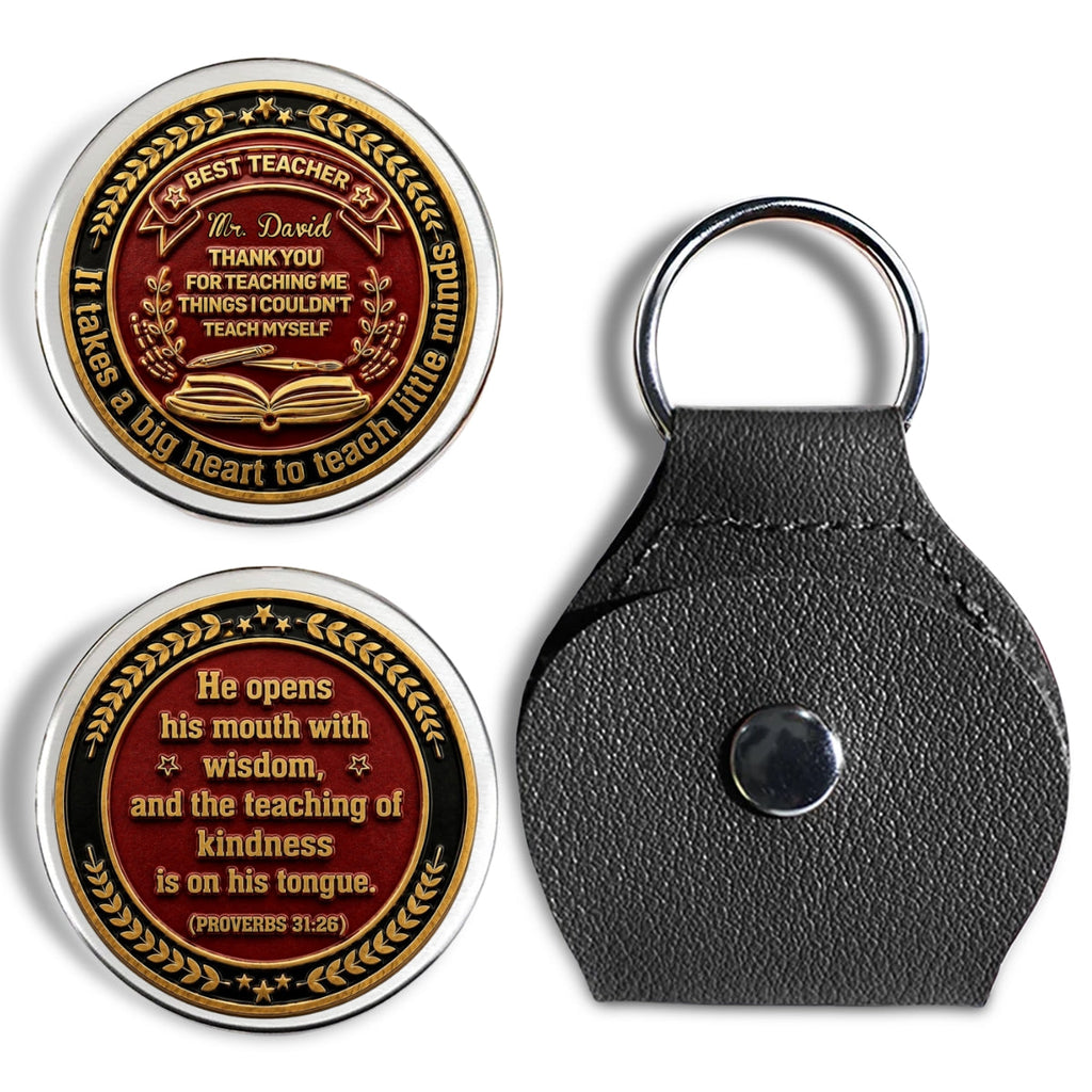 Custom Coin Keychain, Mother's Father's Day Birthday Gift Keepsake • Teachers Create Lasting Impact - Personalized Pocket Hug