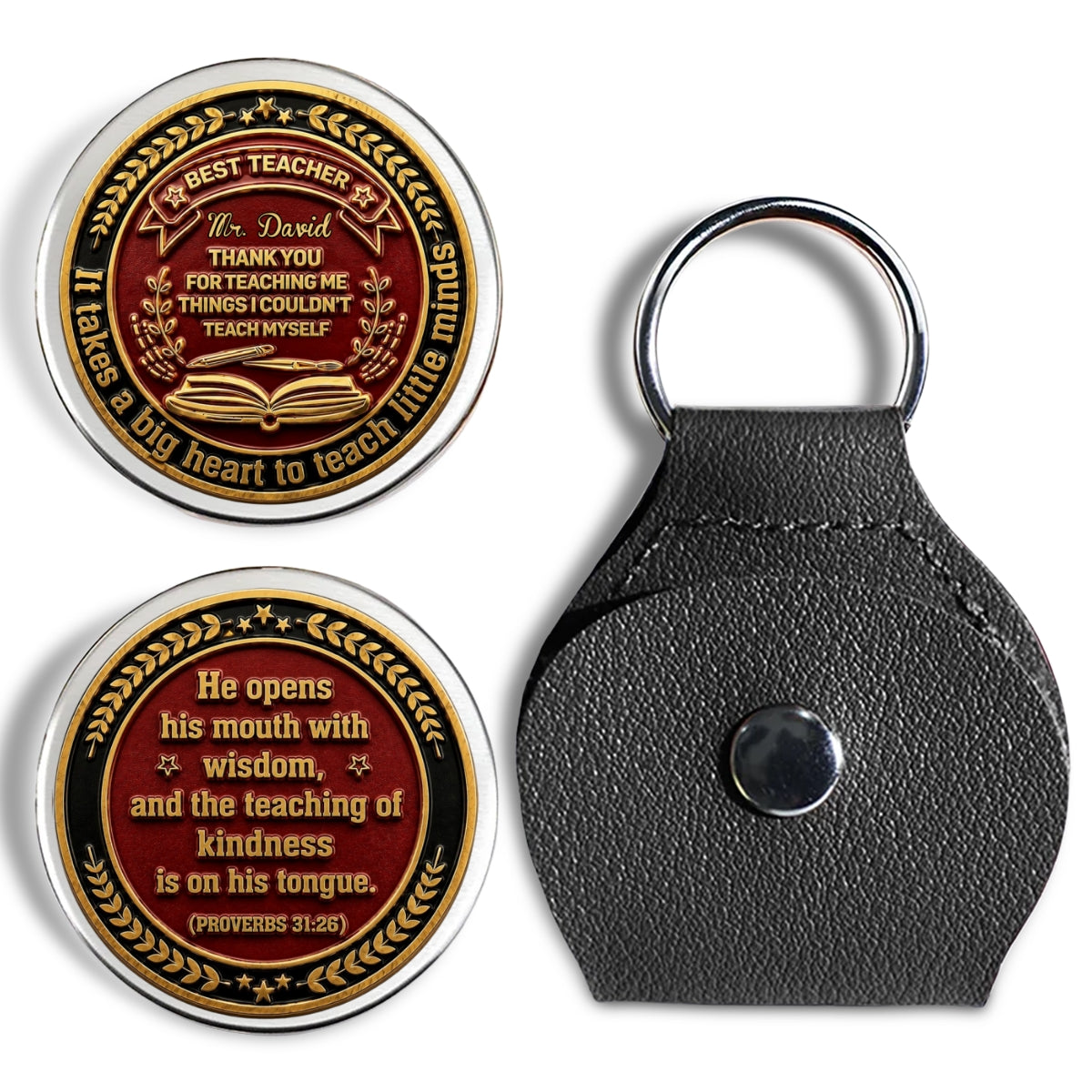 Custom Coin Keychain, Mother's Father's Day Birthday Gift Keepsake • Teachers Create Lasting Impact - Personalized Pocket Hug