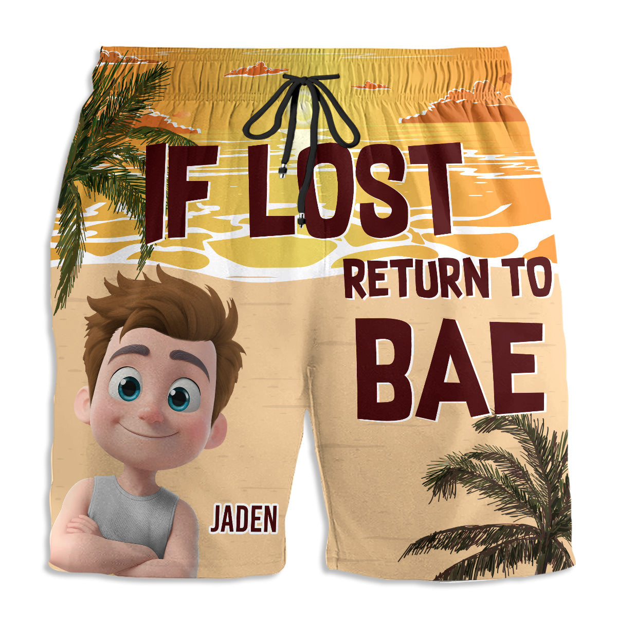 Custom Couple Swim Trunks, Birthday & Summer Gift • Lost In The Sunshine - Personalized Couple Beach Shorts