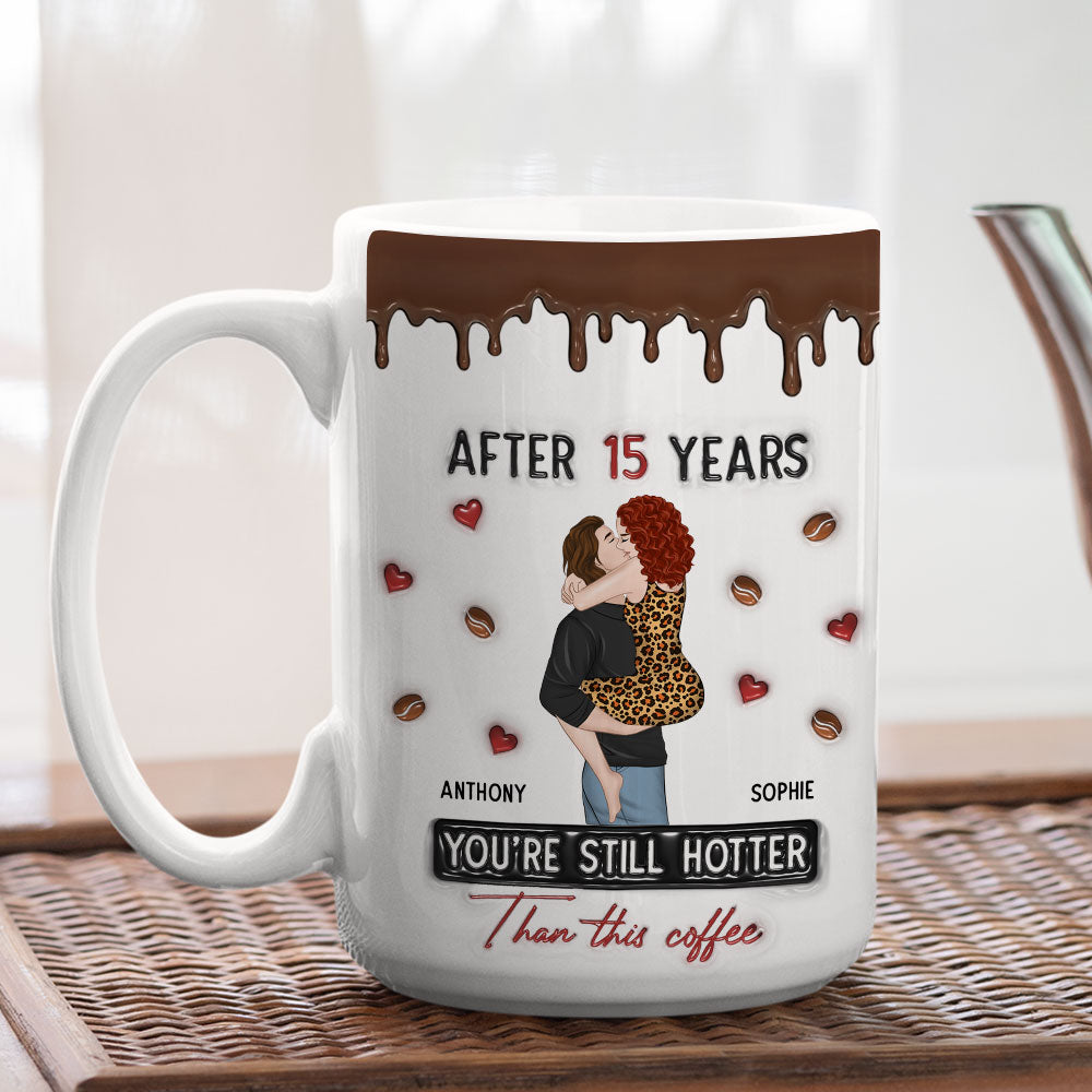 Custom Anniversary Keepsake Gifts For Couple • Hotter Than Coffee - Personalized 3D Inflated Effect Mug