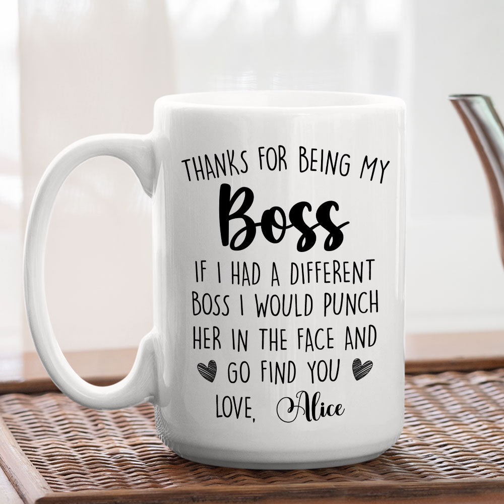 Custom Coworker, Christmas & Birthday Team Appreciation Gift • Thanks For Being My Boss - Personalized Coffee Mug