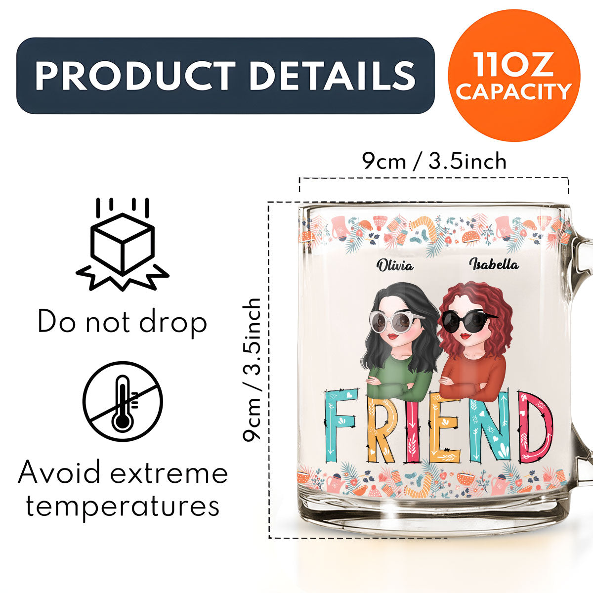 Custom Best Friend, Christmas & Birthday Friendship Keepsake Gift • To My Badass Bestie - Personalized Glass Mug