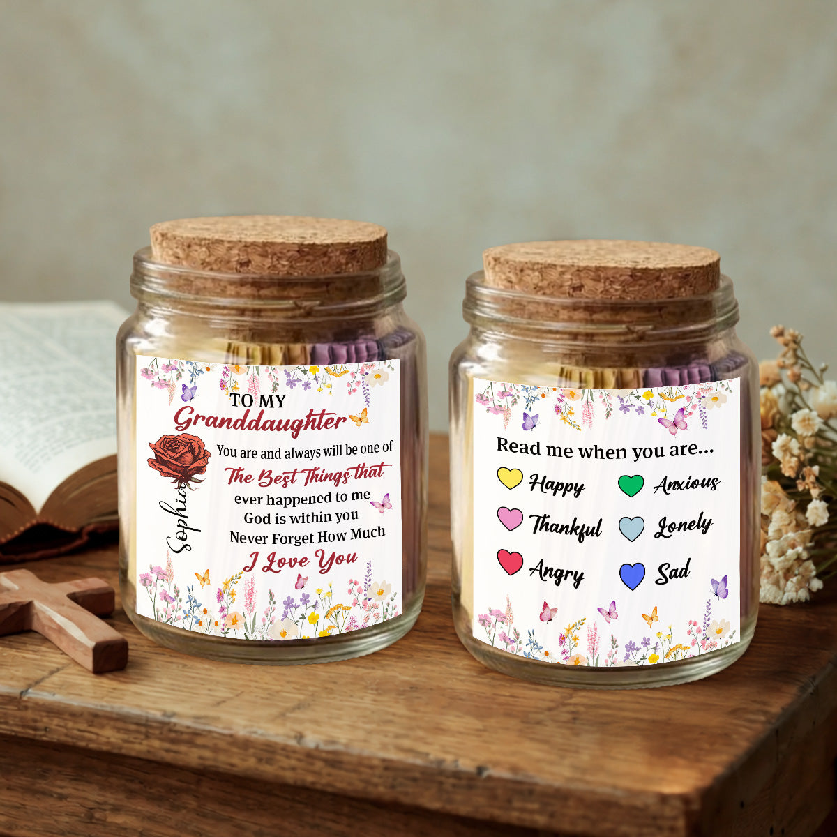 To My Granddaughter - Personalized Custom Bible Verses Jar