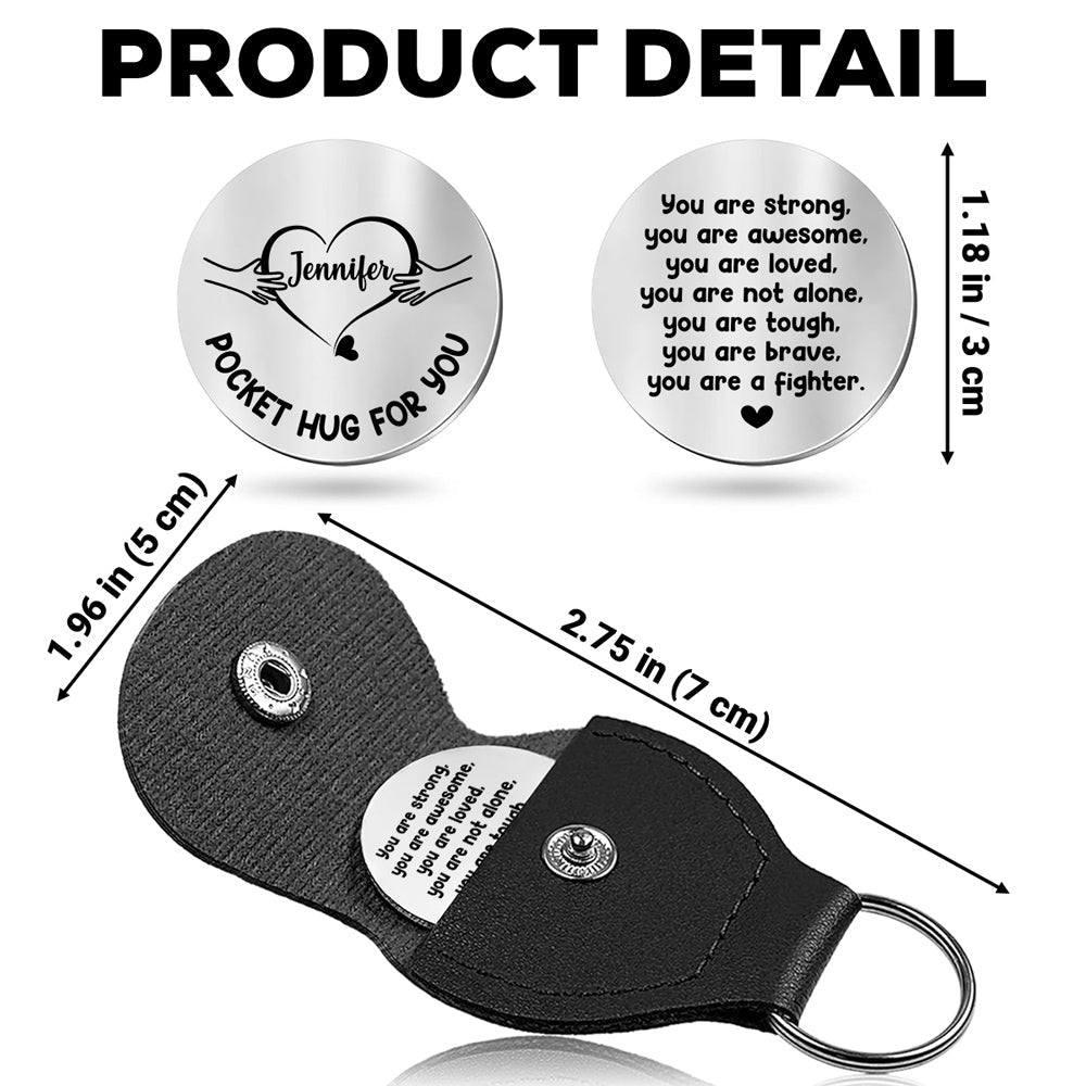 Custom Coin Keychain, Mother's Father's Day Birthday Gift Keepsake • Pocket Hug For You - Personalized Pocket Hug