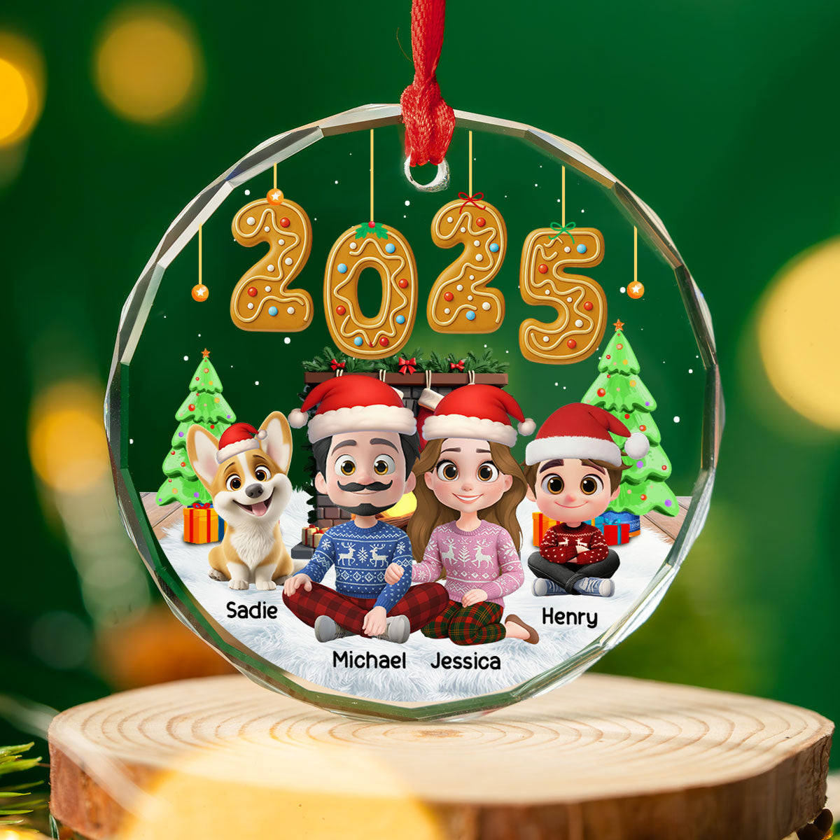 Custom Family Ornament, Christmas Gift for Family Members •  Family Of The Year - Personalized Glass Ornament
