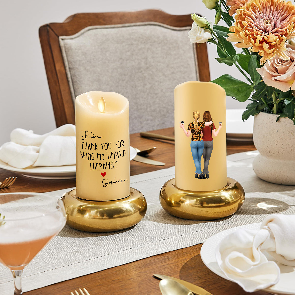 My Unpaid Therapist Gift For Coworkers Friends Sisters - Personalized LED Candle