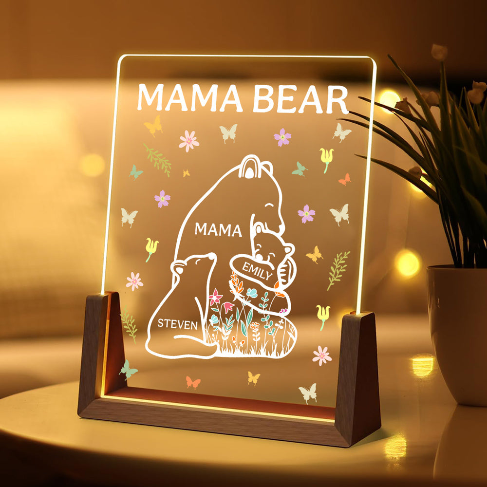 Custom Gift for Mom Grandma, Mother's Day Birthday • Mama Bear - Personalized Night Light