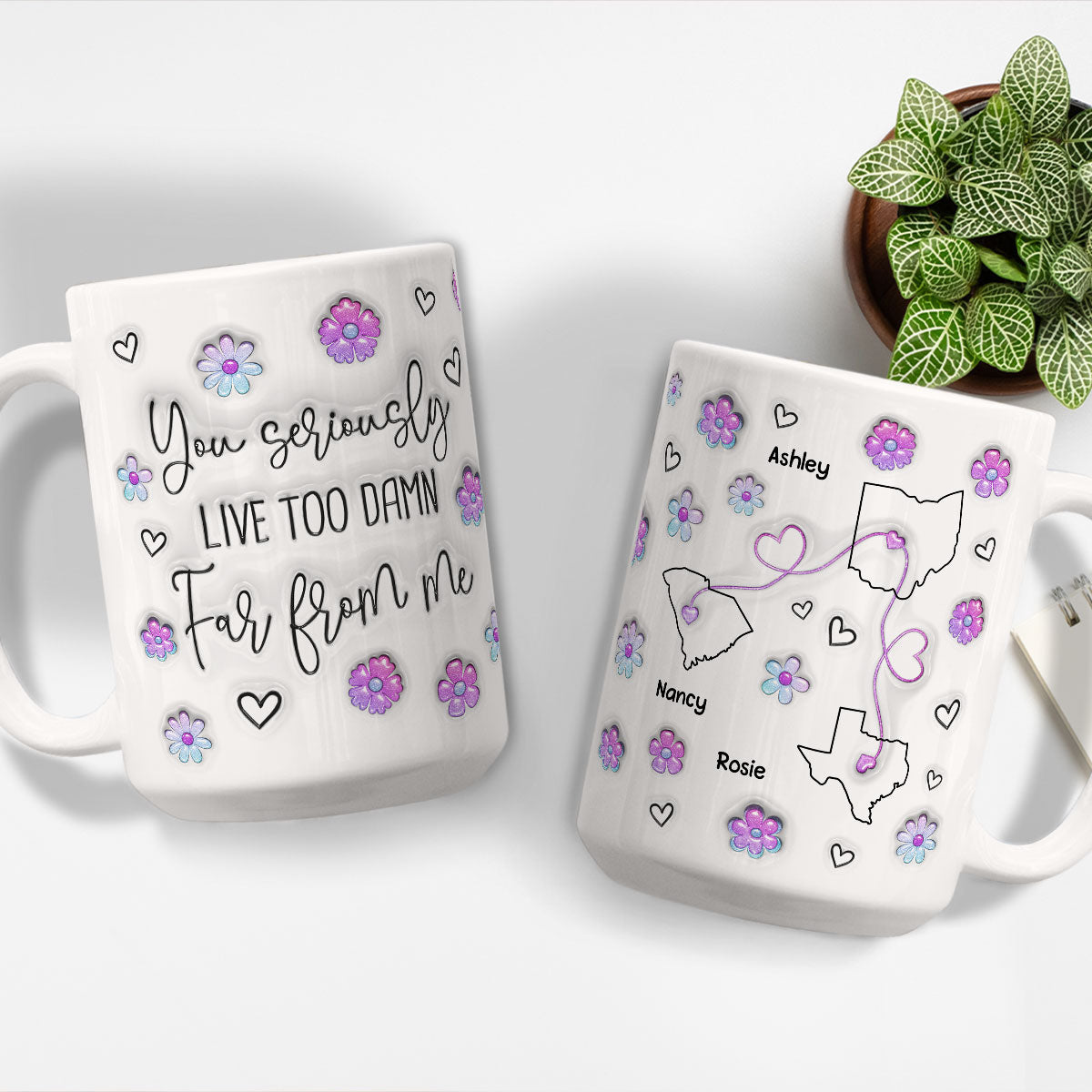 Custom Best Friend, Christmas & Birthday Friendship Keepsake Gift • Damn Too Far You - Personalized 3D Inflated Effect Mug