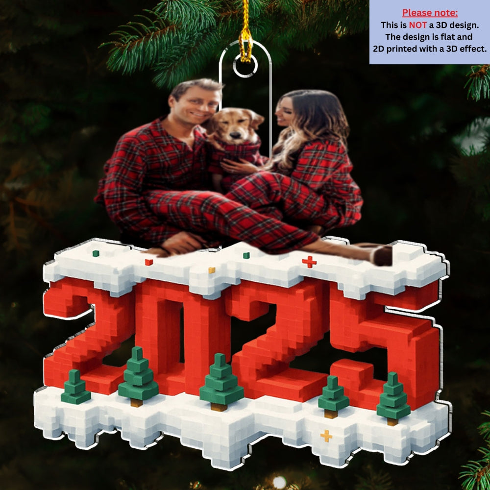 Custom Photo Family Ornament, Christmas Gift for Family Members • All Of Us In This Year Photo - Personalized 3D Effect Acrylic Ornament