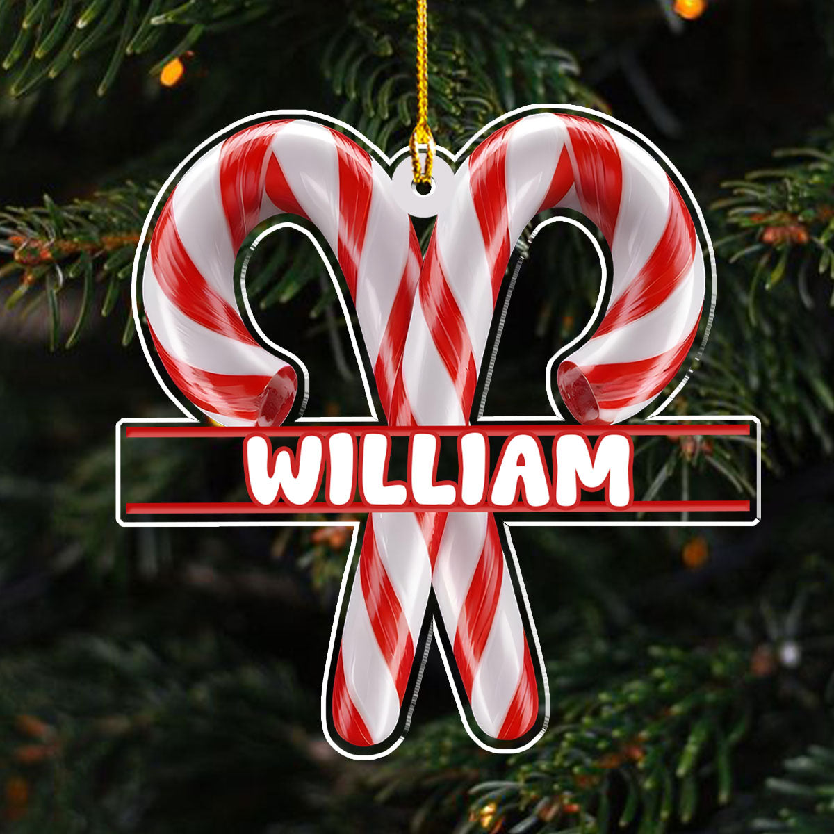 Custom Family Ornament, Christmas Gift for Family Members •  Candy Cane - Personalized Acrylic Ornament