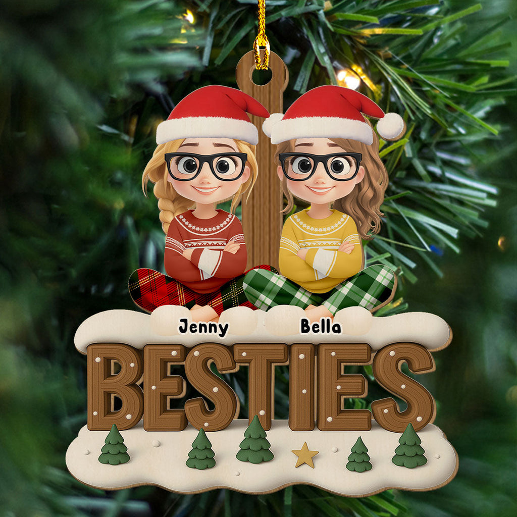 Custom Friendship Christmas Ornament, Best Friend Gift •  Besties This Year Onwards - Personalized 3D Effect Wood Ornament
