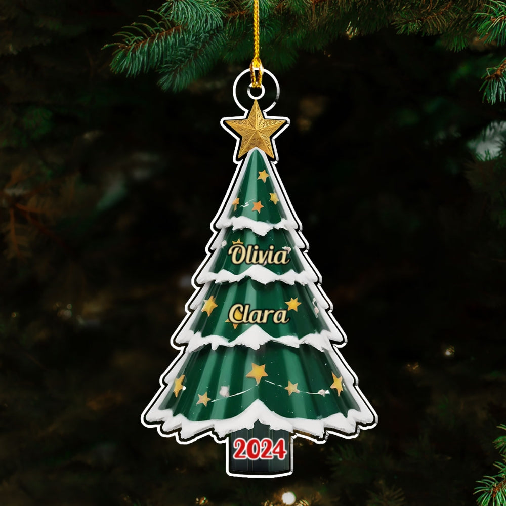 Custom Family Ornament, Christmas Gift for Family Members •  Family Pine Tree - Personalized Acrylic Ornament