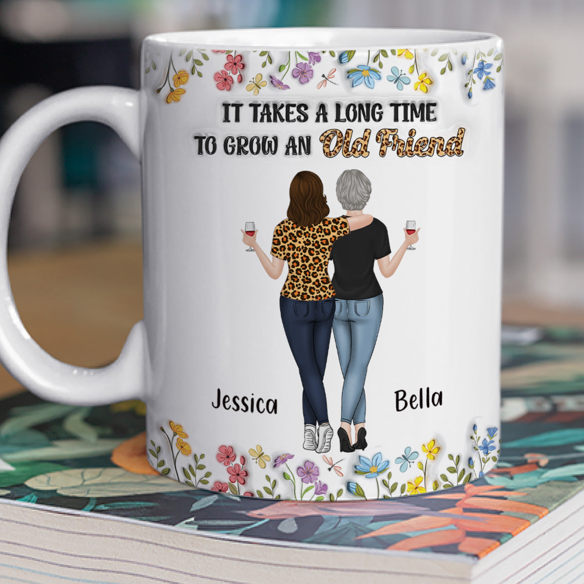 Custom Best Friend, Christmas & Birthday Friendship Keepsake Gift • It Takes Us A Long Time - Personalized 3D Inflated Effect Coffee Mug