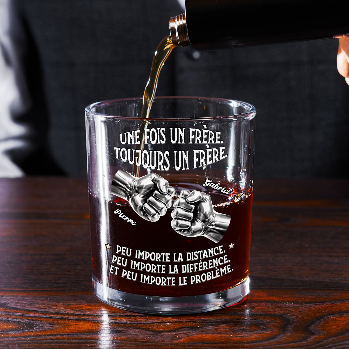 Custom Christmas Birthday Drinkware Gifts for Brother • Toujours Mon Frère – Verre À Whisky Personnalisé
