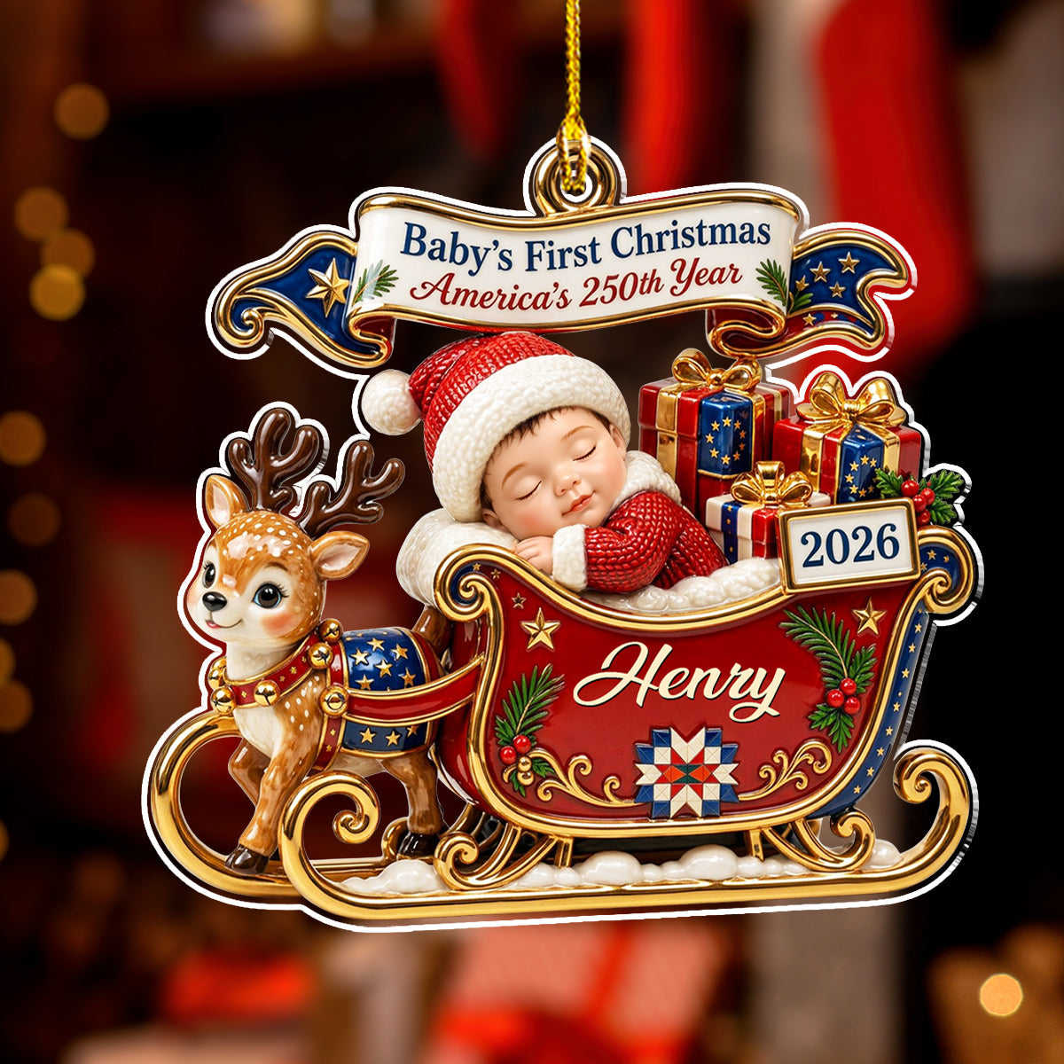 Custom Baby First Christmas Ornament for New Parents •  First Christmas 250 - Personalized Acrylic Ornament