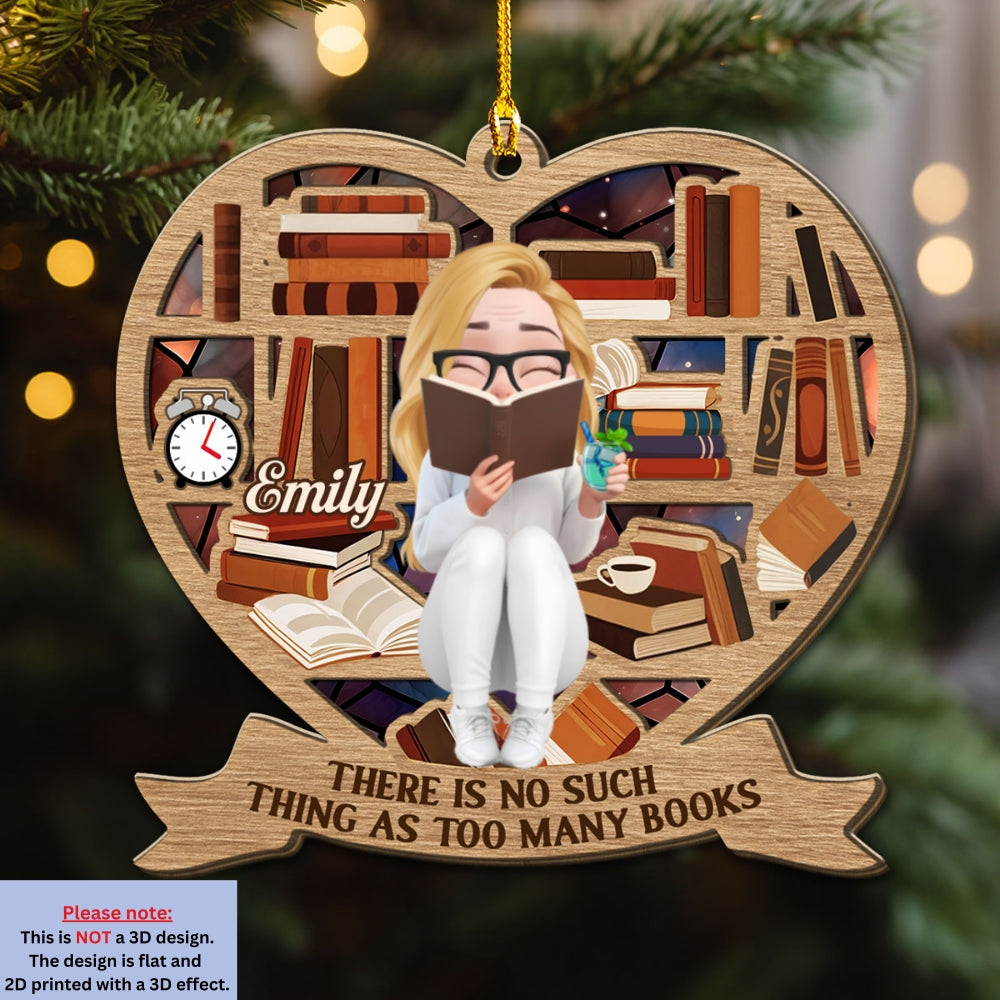 Custom Keepsake Christmas Ornament •  My Heart Belongs To Books - Personalized 3D Effect Wood Ornament