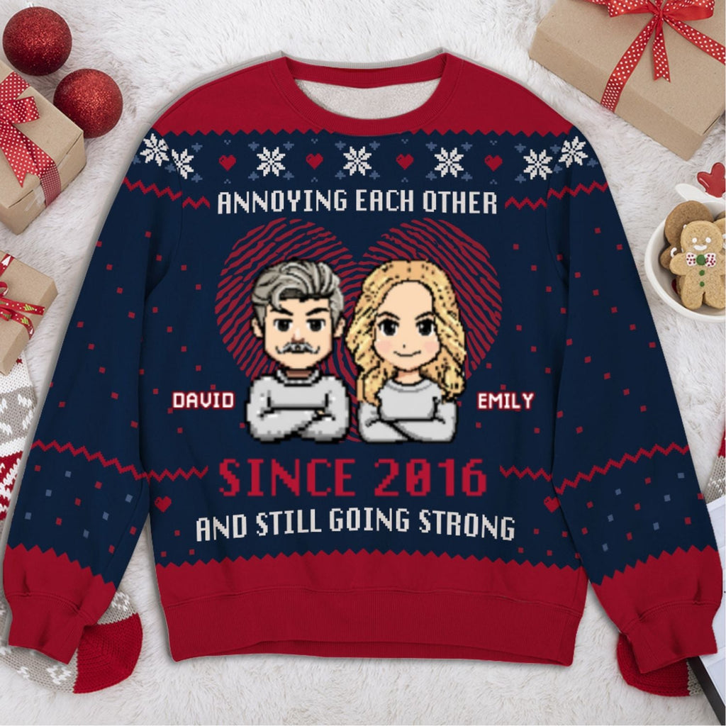 Custom Couple Christmas Sweatshirt, Anniversary Gift • Together Forever Christmas - Personalized All-Over-Print Sweatshirt
