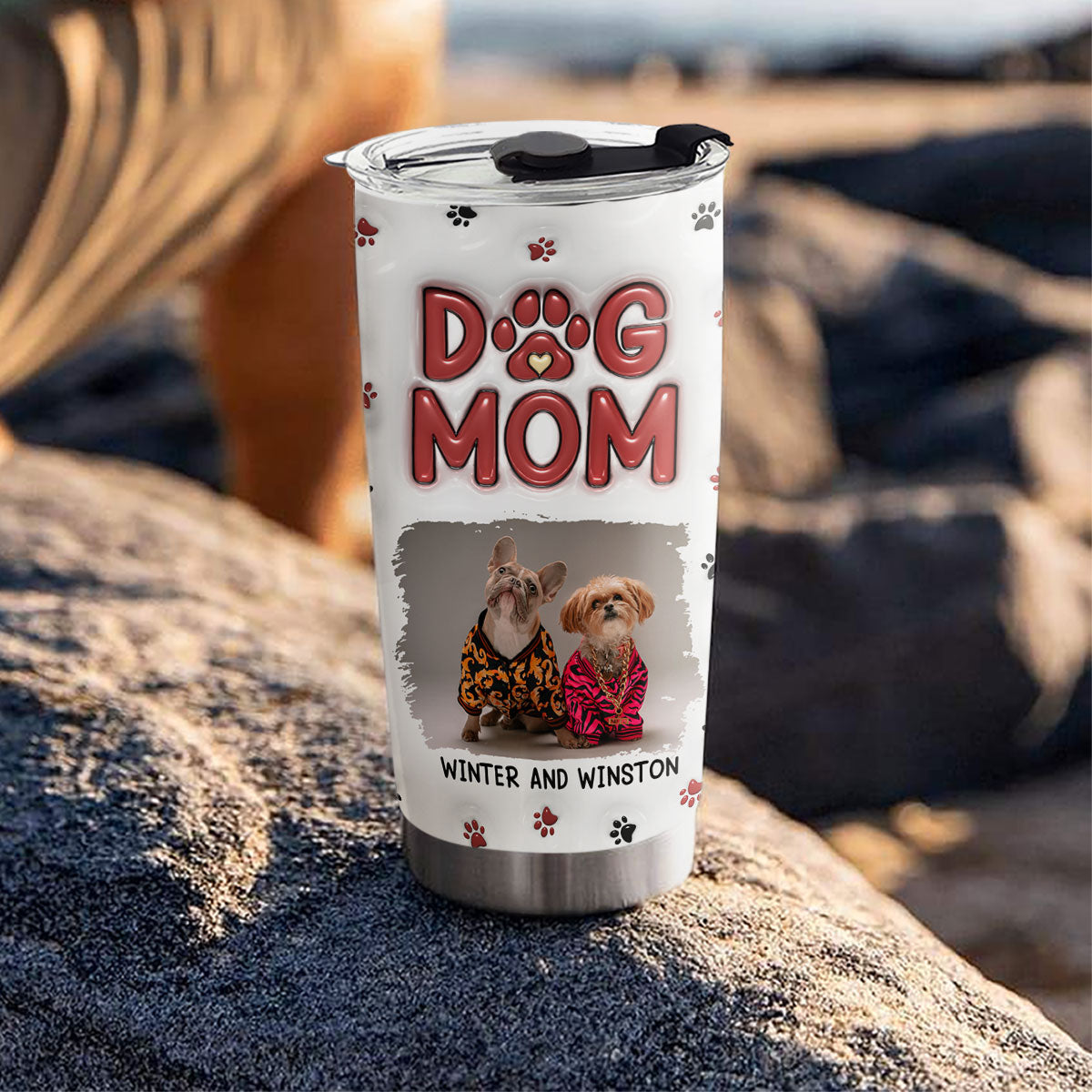Lovely Dog Mom Photo - Personalized 3D Inflated Effect Tumbler