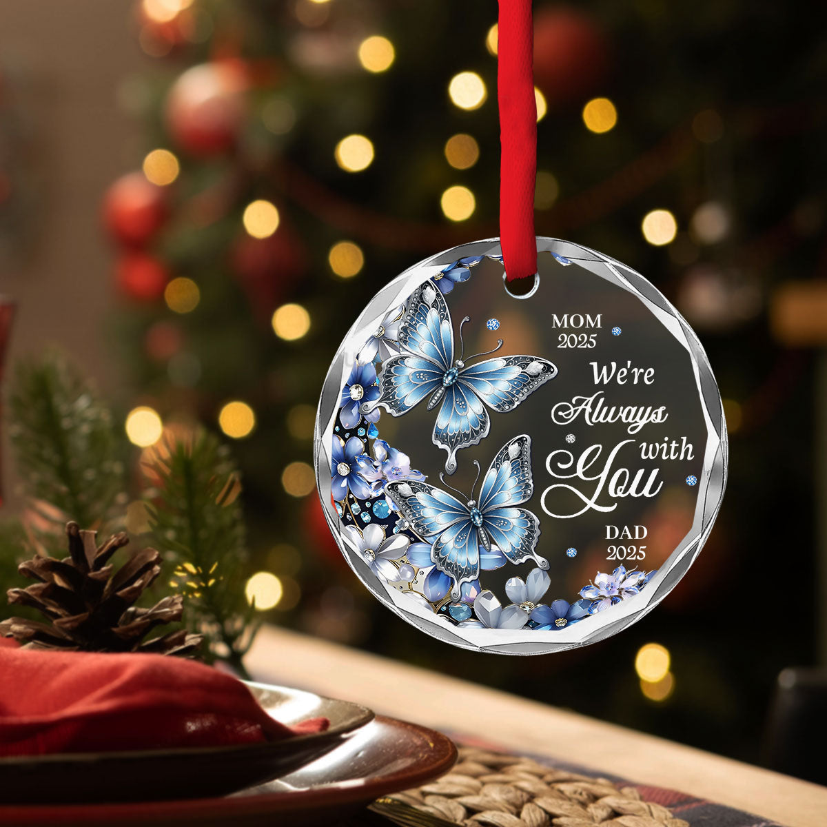 Custom Memorial Christmas Ornament, Sympathy Keepsake •  Im Always With You - Personalized Glass Ornament