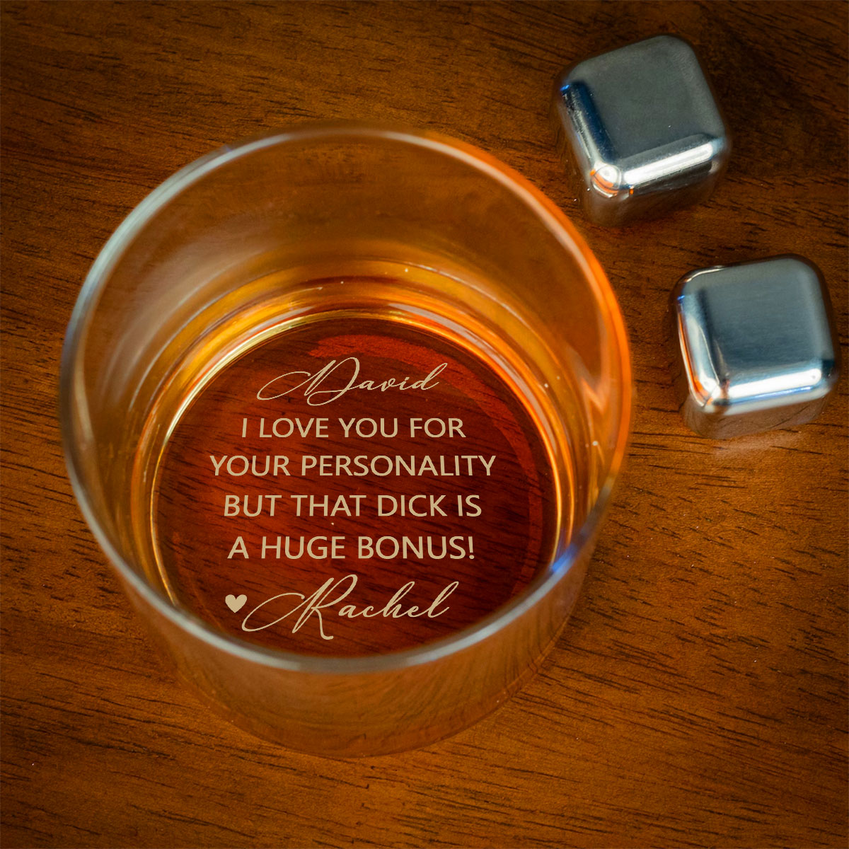 Custom Christmas Anniversary Birthday Drinkware Gifts for Husband • I Love Your Personality - Personalized Engraved Whiskey Glass