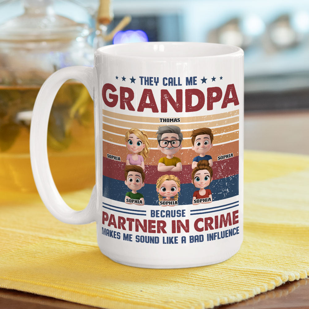 Custom Father's Day, Special Gift for Dad & Grandpa • Partner In Crime With My Grandkids - Personalized Coffee Mug