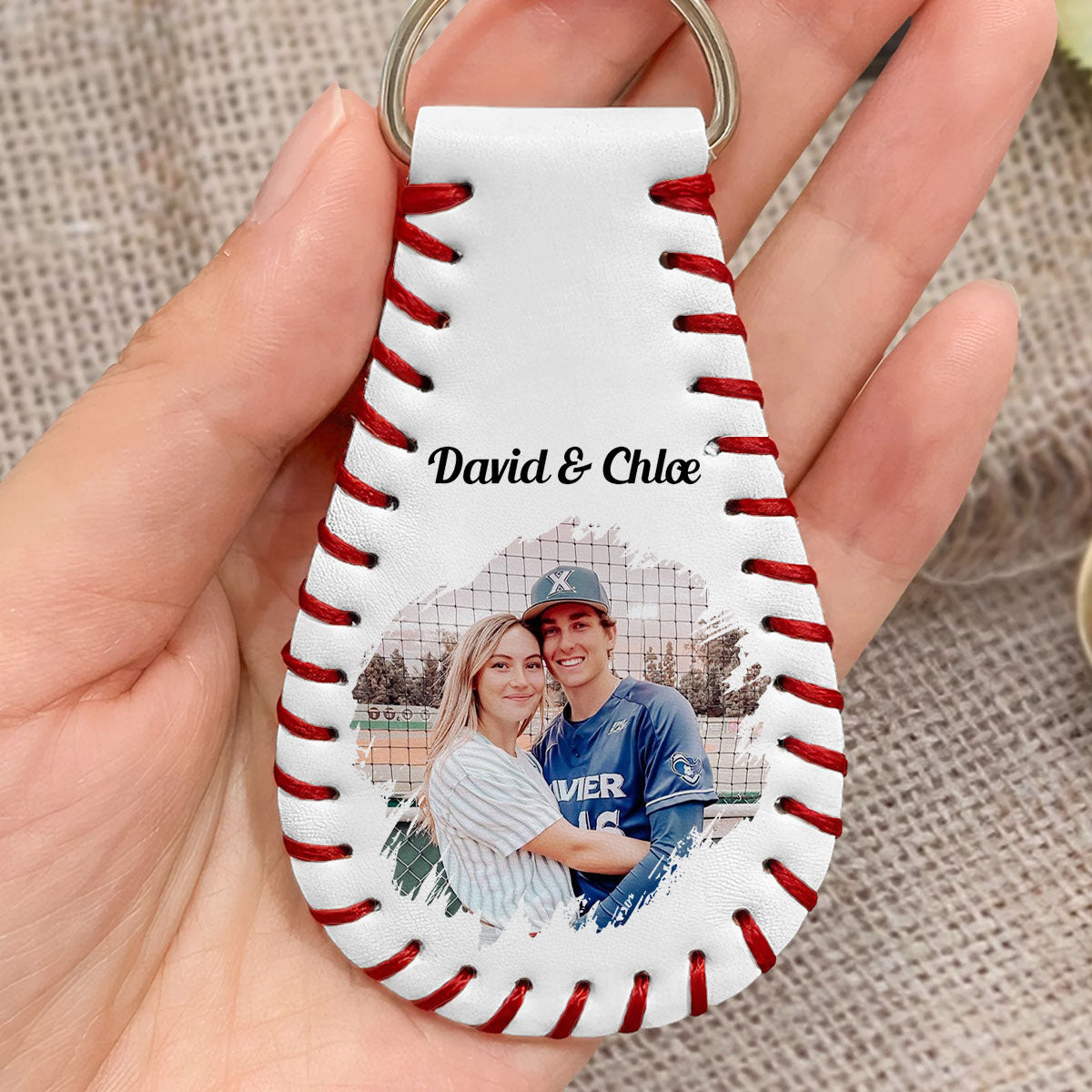 Best Catch - Personalized Leather Baseball Keychain