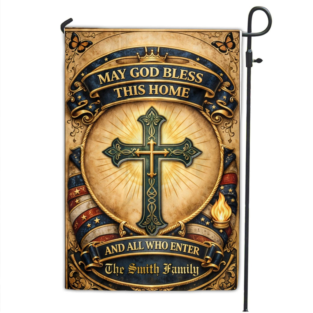 God Bless This Home - Personalized 3D Effect Flag