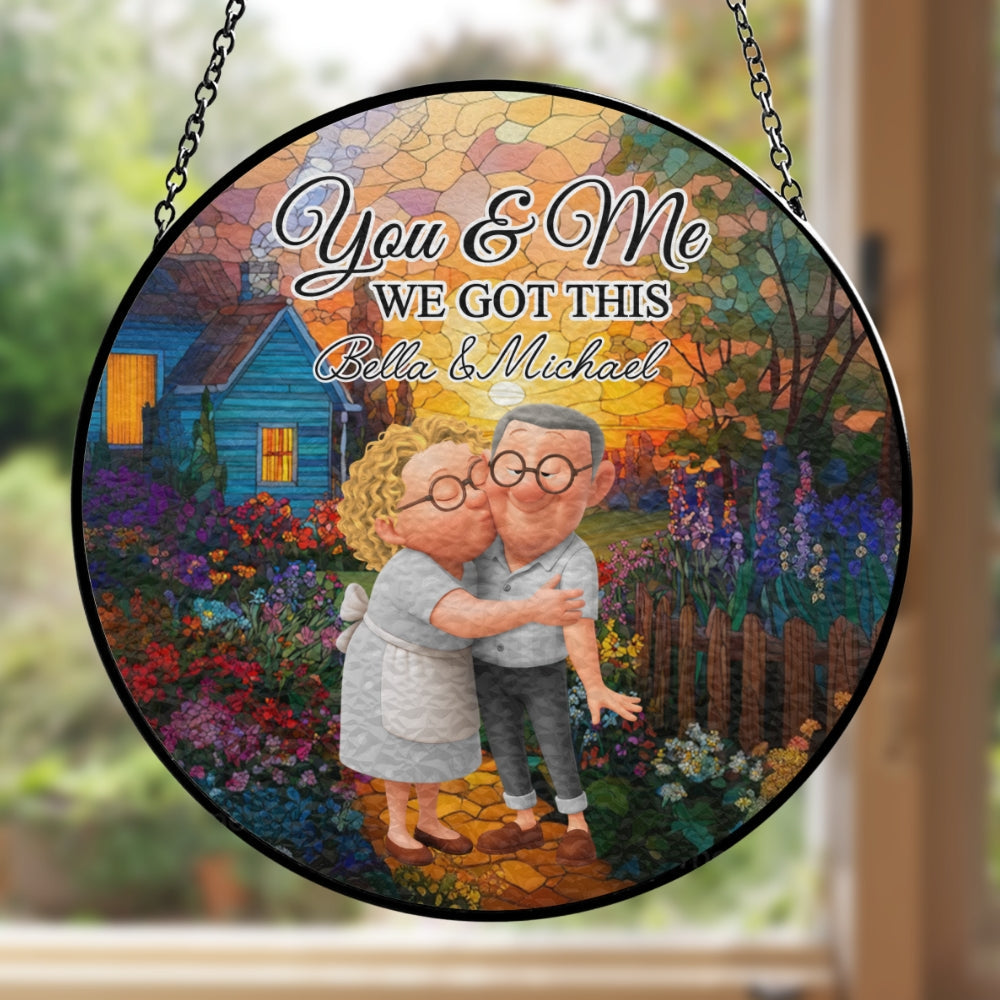 Custom Couple Hanging Decor, Anniversary Valentine's Day Gifts • We Are Together For The Last - Personalized Window Hanging Suncatcher