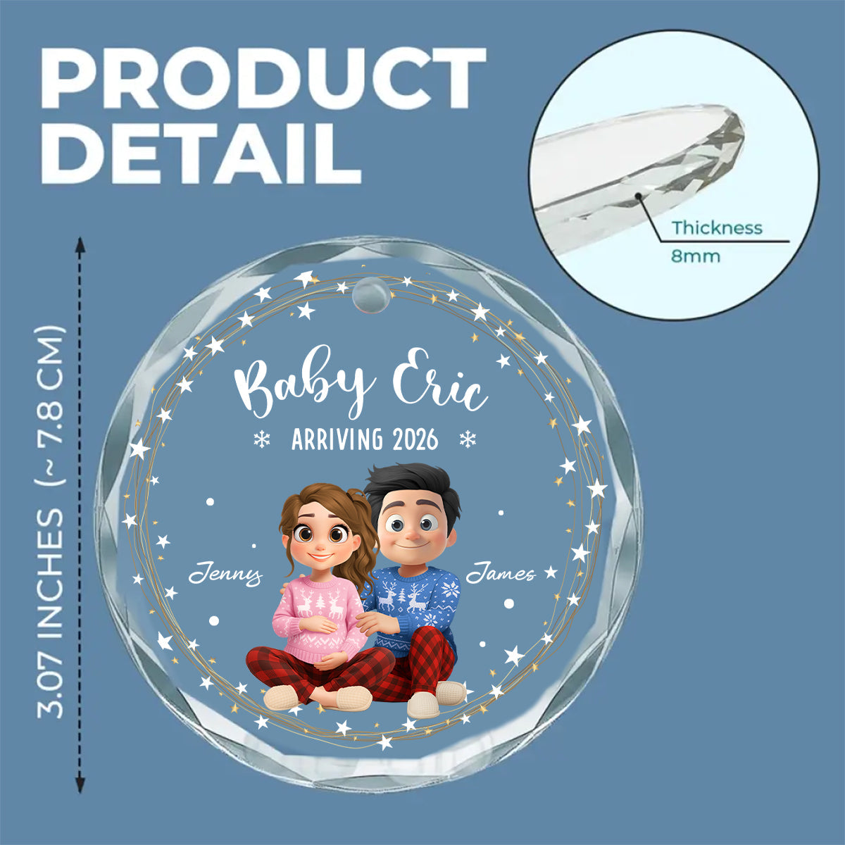 Custom Couple Christmas Ornament, Anniversary Gift •  Arrive To This World - Personalized Glass Ornament