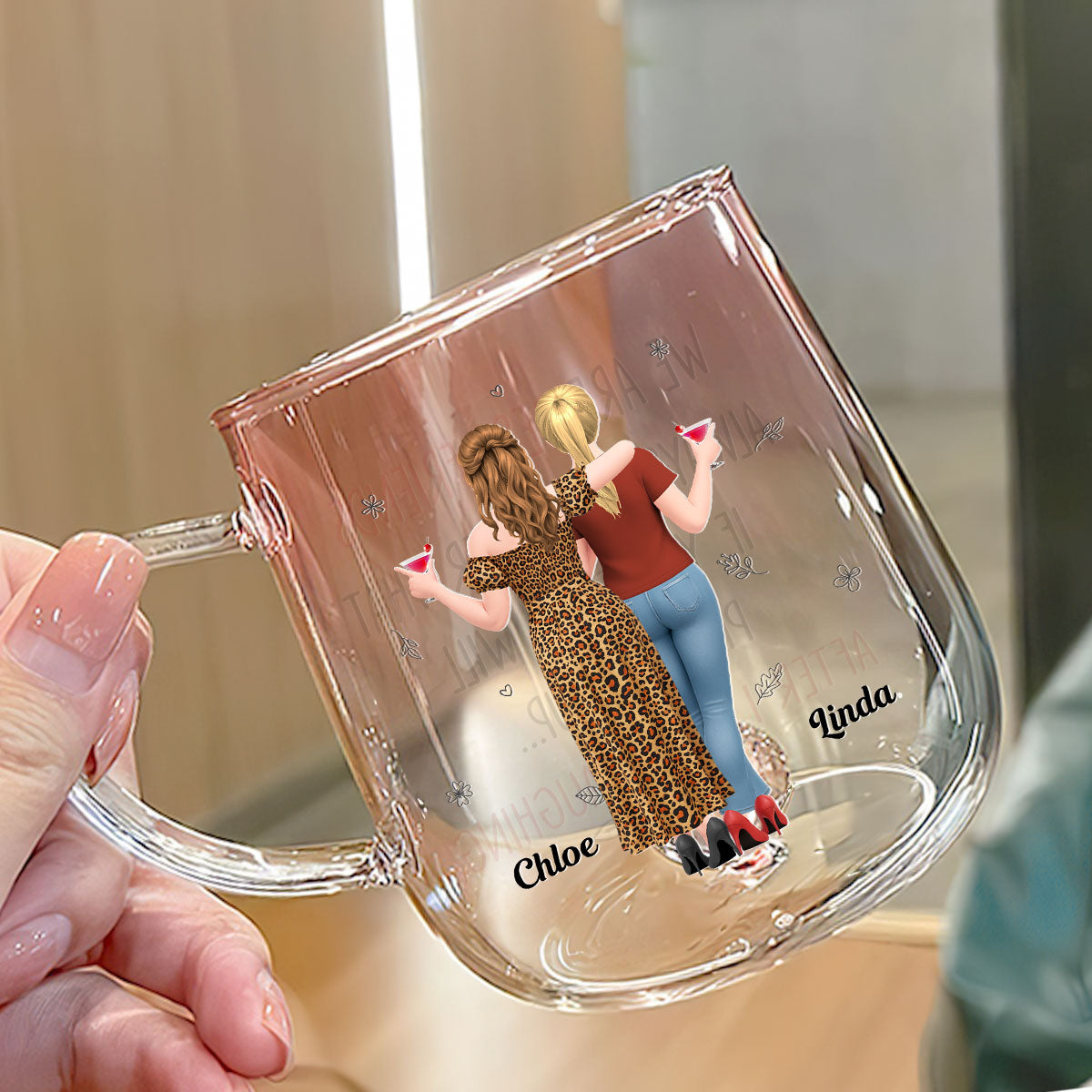 Custom Best Friend, Christmas & Birthday Friendship Keepsake Gift • I Will Pick You After - Personalized Pink Gradient Glass Mug