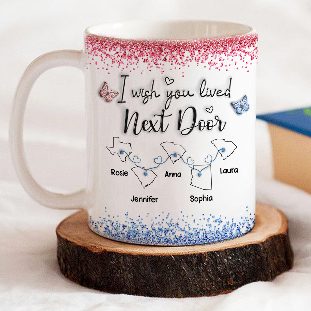 Custom Best Friend, Christmas & Birthday Friendship Keepsake Gift • I Wish We Lived Closer Proud American Version - Personalized 3D Inflated Effect Mug