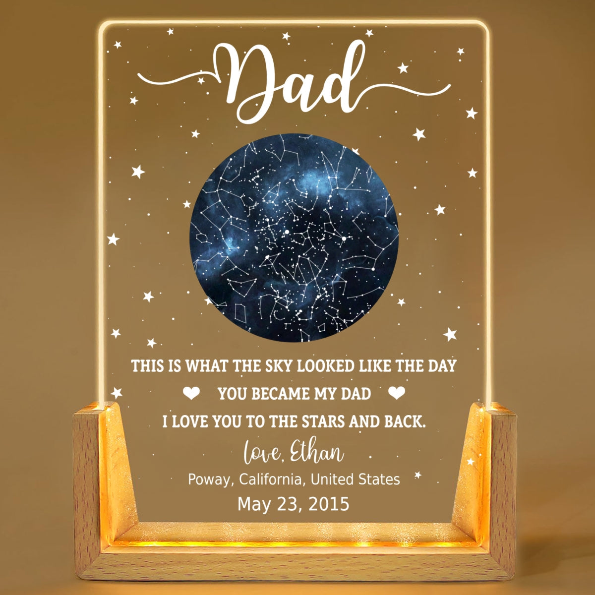 Custom Anniversary, Wedding, Christmas Gift For Husband, Him• The Sky Looked Like 2 - Personalized Night Light