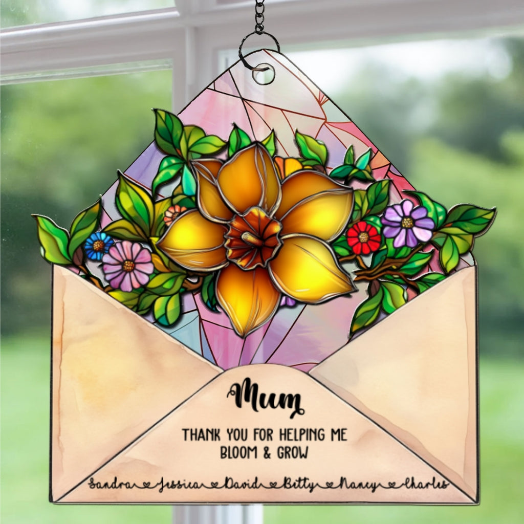Custom Hanging Decor for Mom Daughter, Mother's Day Gifts • Envelope For Best Mom - Personalized Suncatcher